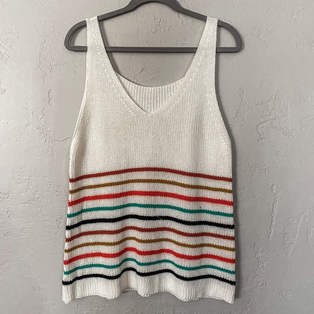 White striped knit tank